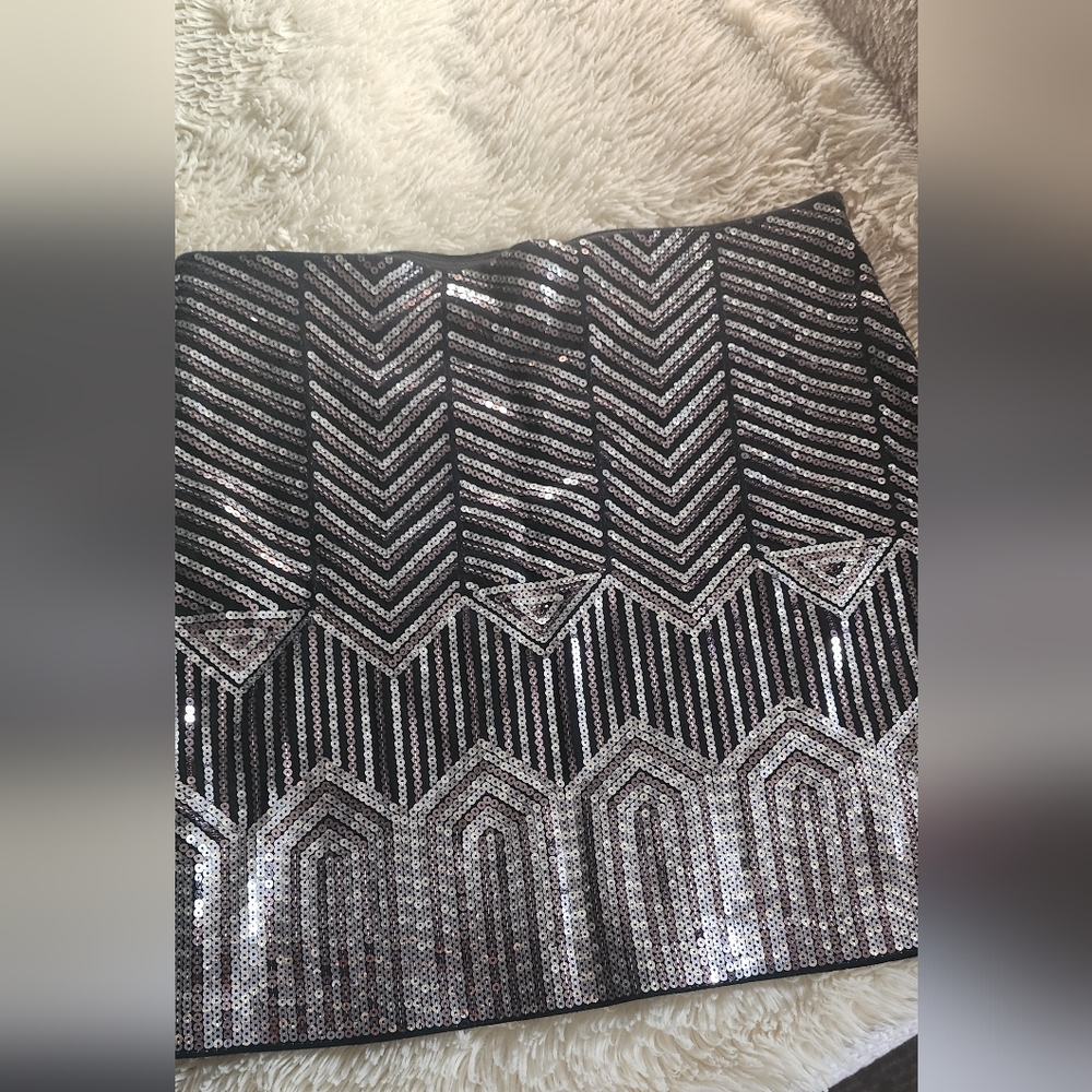 Black and Silver Sequin Skirt